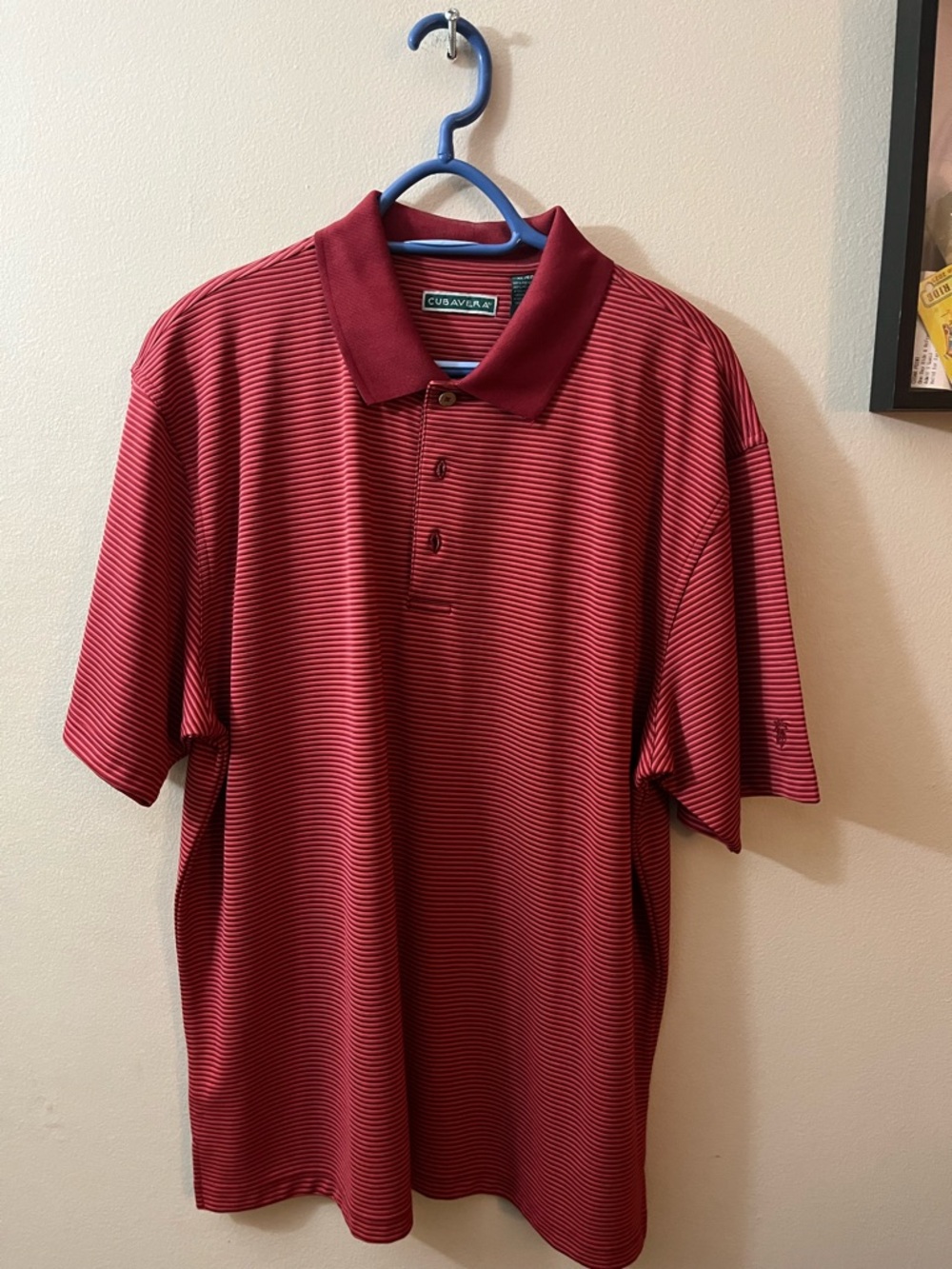Cubavera Men's Red Striped Polo Shirt